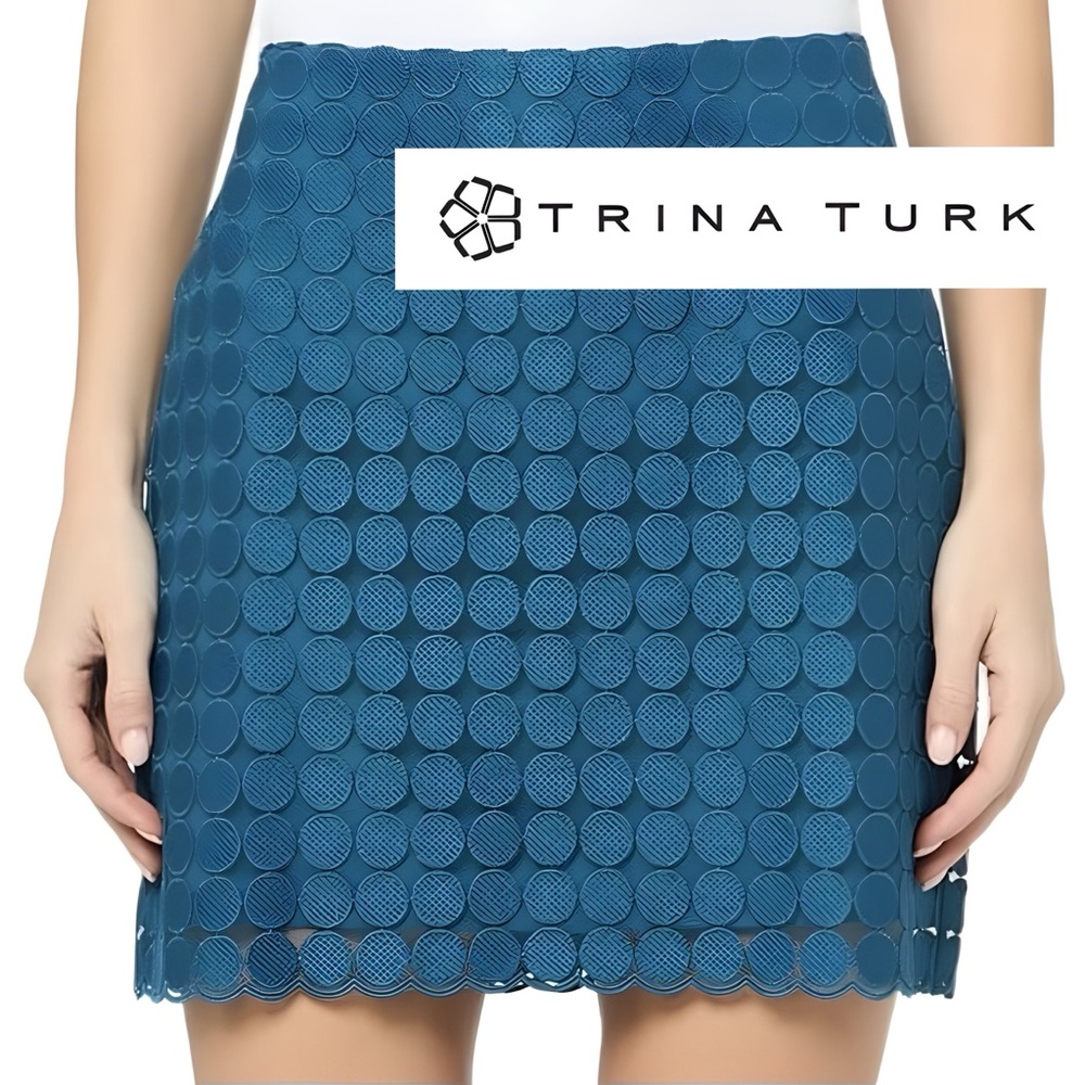 Trina Turk NWT Geometric Patterned Mini skirt in Bethesda Blue Skirt Size 4